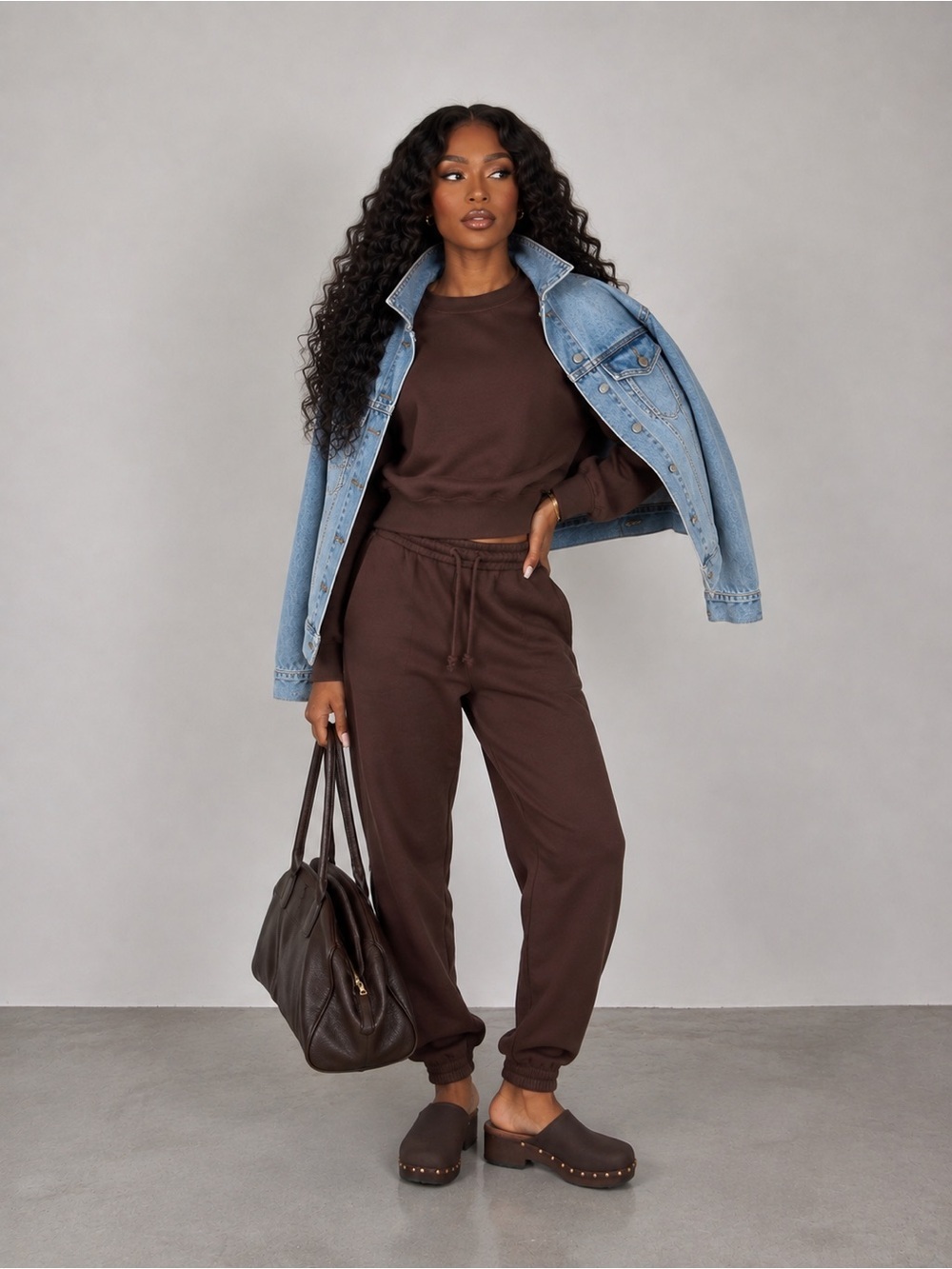 Zara Cozy Basics 2 Piece Chocolate Brown Jogger Set Sz Medium